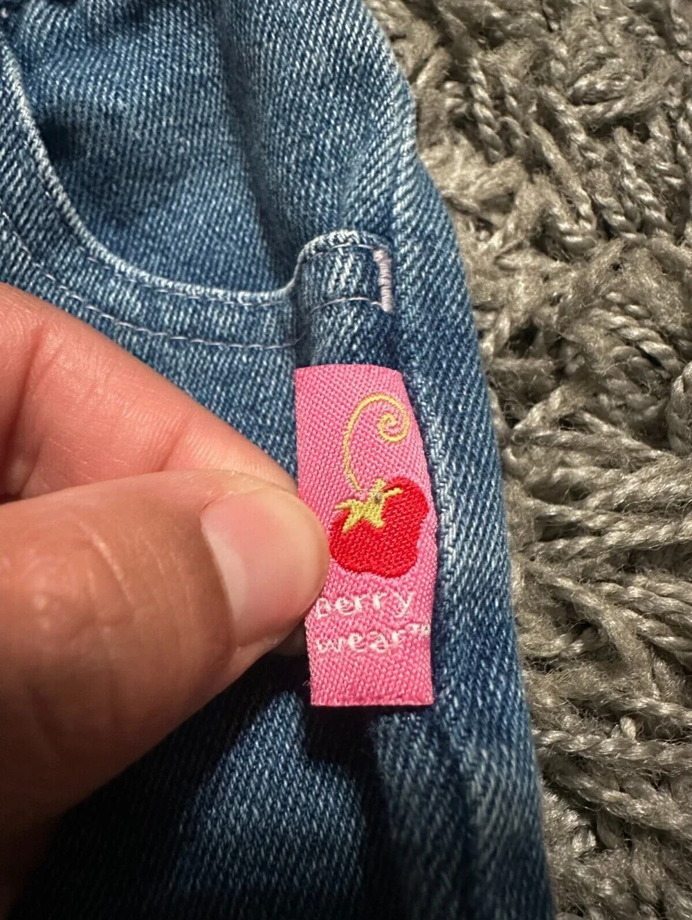 Vintage y2K 2005 Strawberry Shortcake Denim Baby Jeans Size 18M
